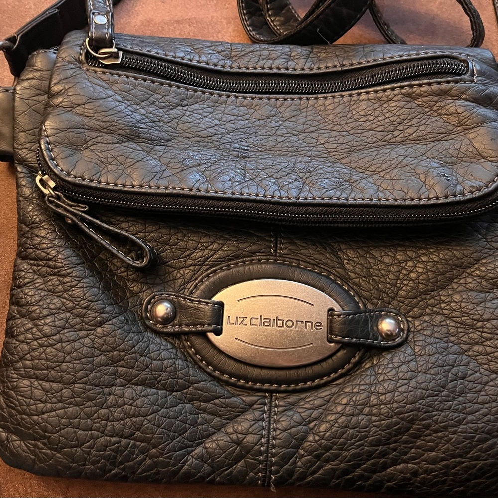 Liz Claiborne Black Leather Crossbody Bag